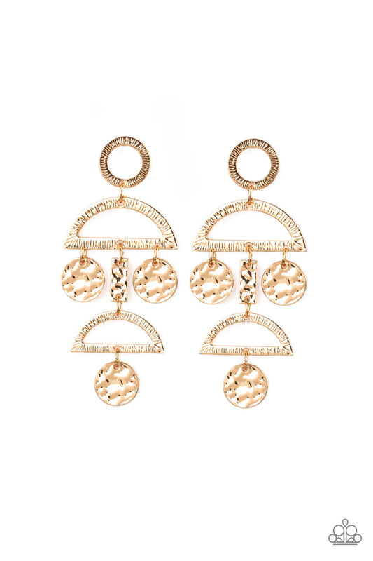 Incan Eclipse - Gold Paparazzi Earring