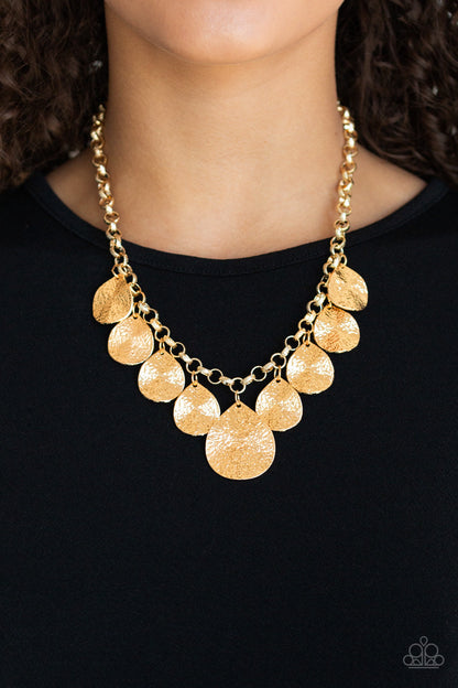 Texture Storm - Gold Paparazzi Necklace