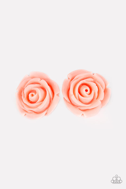 Rose Roulette - Orange Post Earring