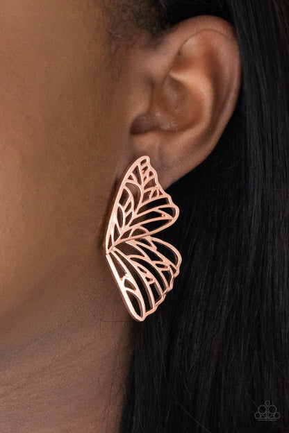 Butterfly Frills - Copper Paparazzi Earring