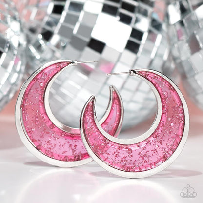 Charismatically Curvy - Pink Hoop Earring