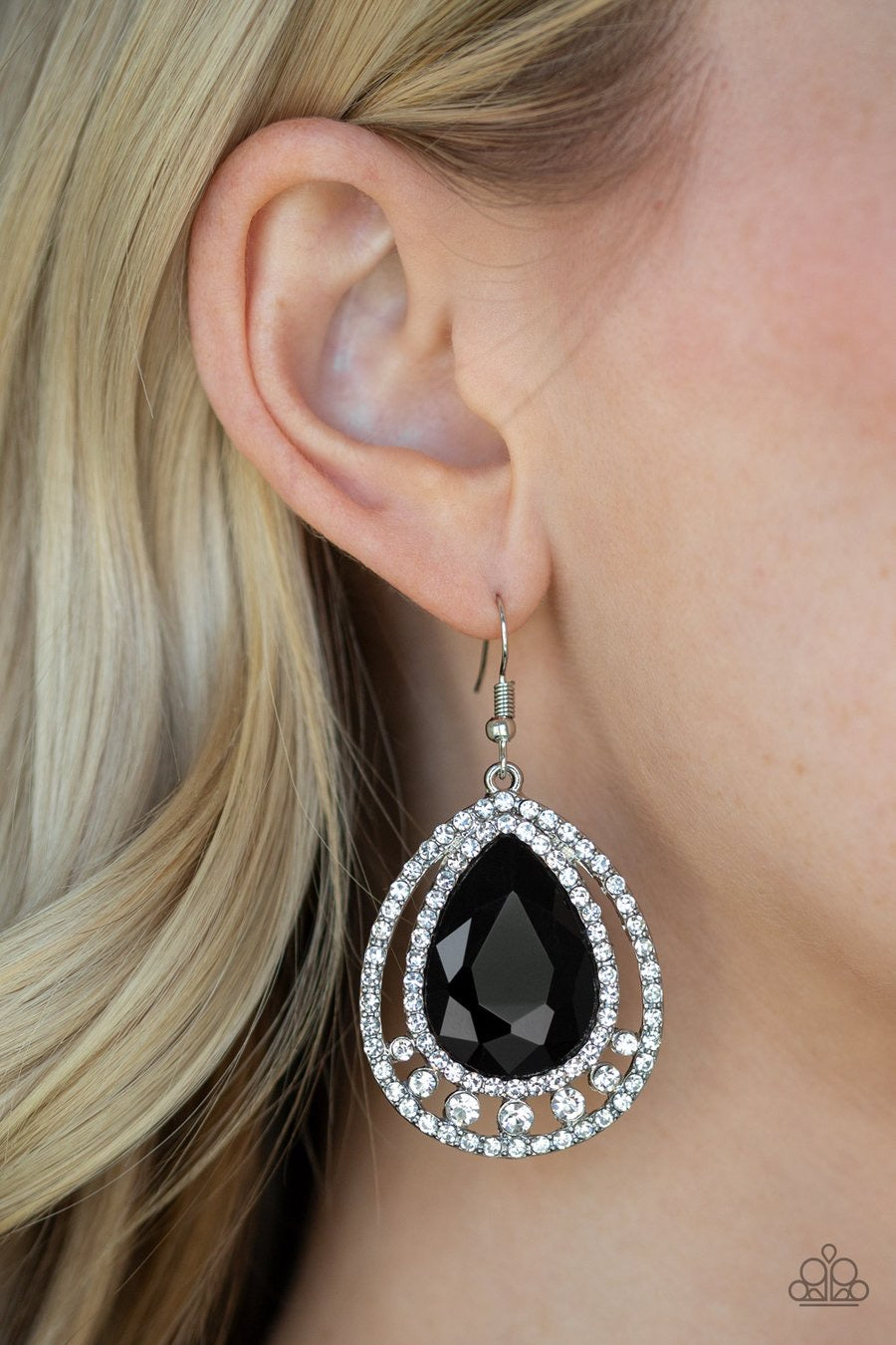 All Rise For Her Majesty - Black Paparazzi Earring