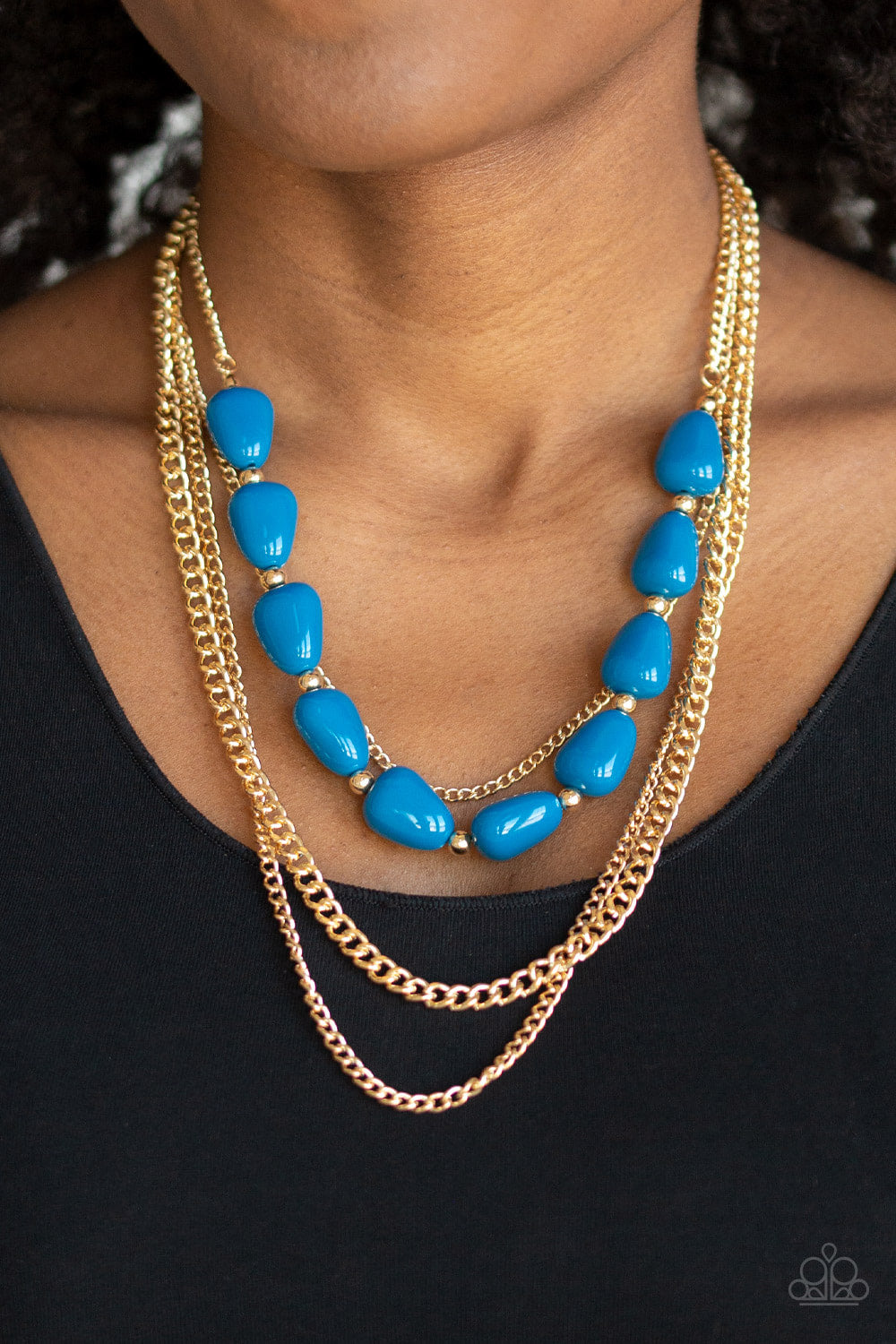 Trend Status - Gold/Blue Paparazzi Necklace