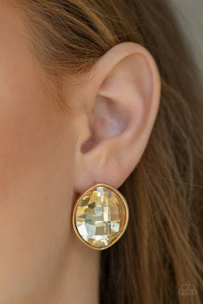 Movie Star Sparkle - Gold Paparazzi Earring