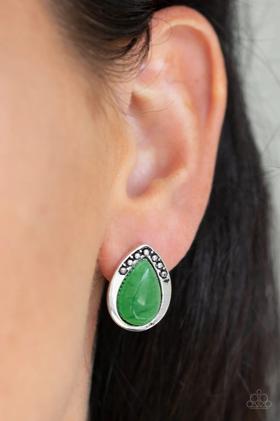 Stone Spectacular - Green Paparazzi Earring