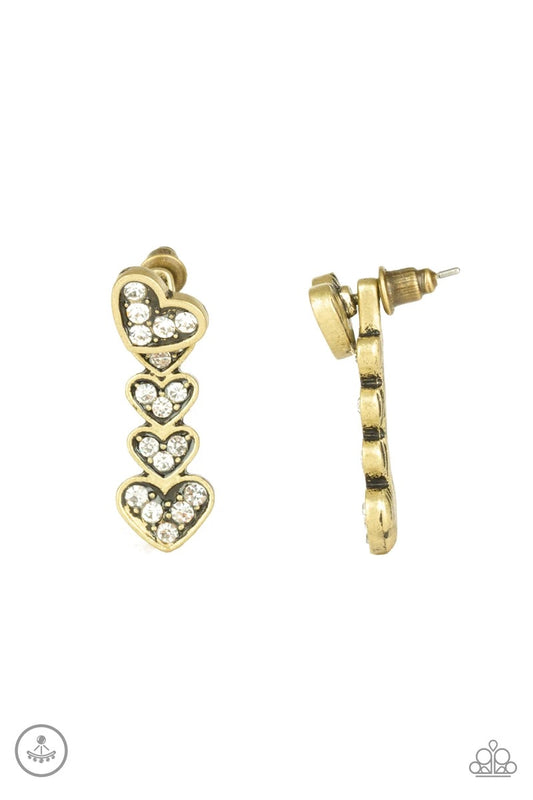 Heartthrob Twinkle - Brass Paparazzi Earring