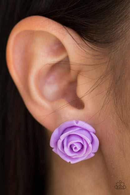 Rose Roulette - Purple Post Earring