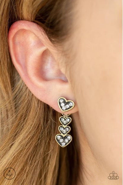 Heartthrob Twinkle - Brass Paparazzi Earring