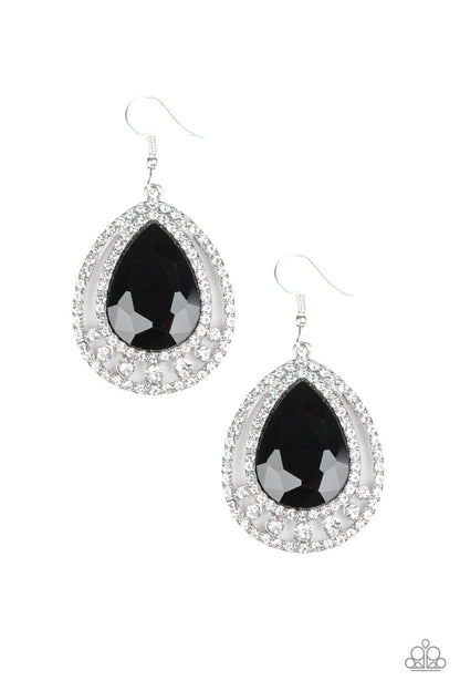 All Rise For Her Majesty - Black Paparazzi Earring