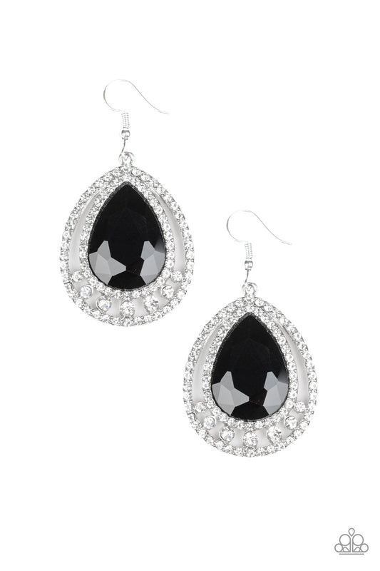 All Rise For Her Majesty - Black Paparazzi Earring