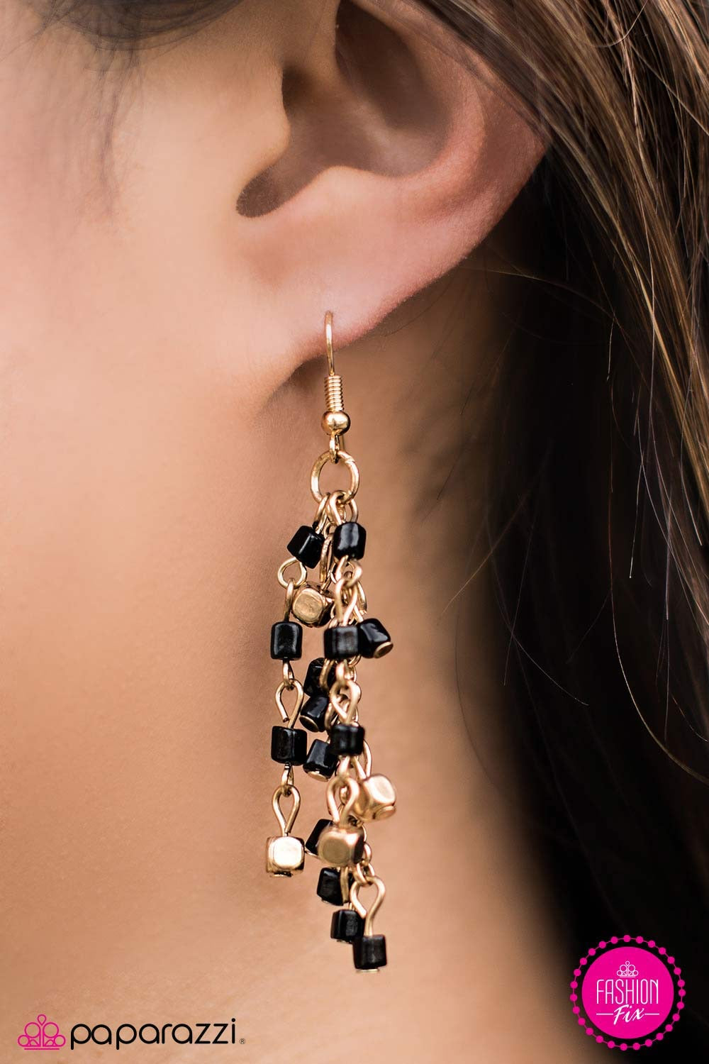 BLOCK And Roll - Gold Paparazzi Earring