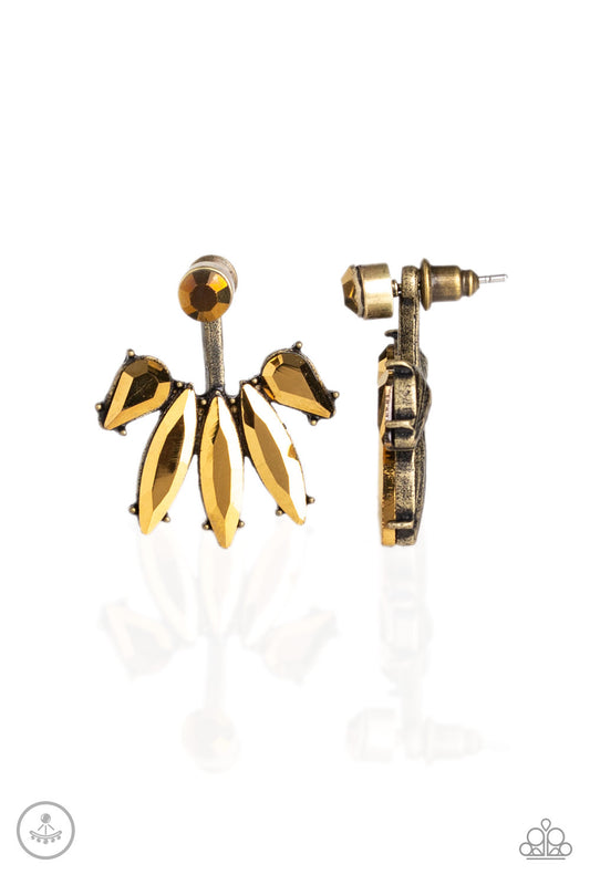 Stunningly Striking - Brass Paparazzi Earring
