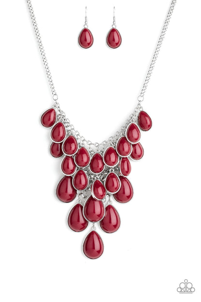 Shop Til You TEARDROP - Red Necklace