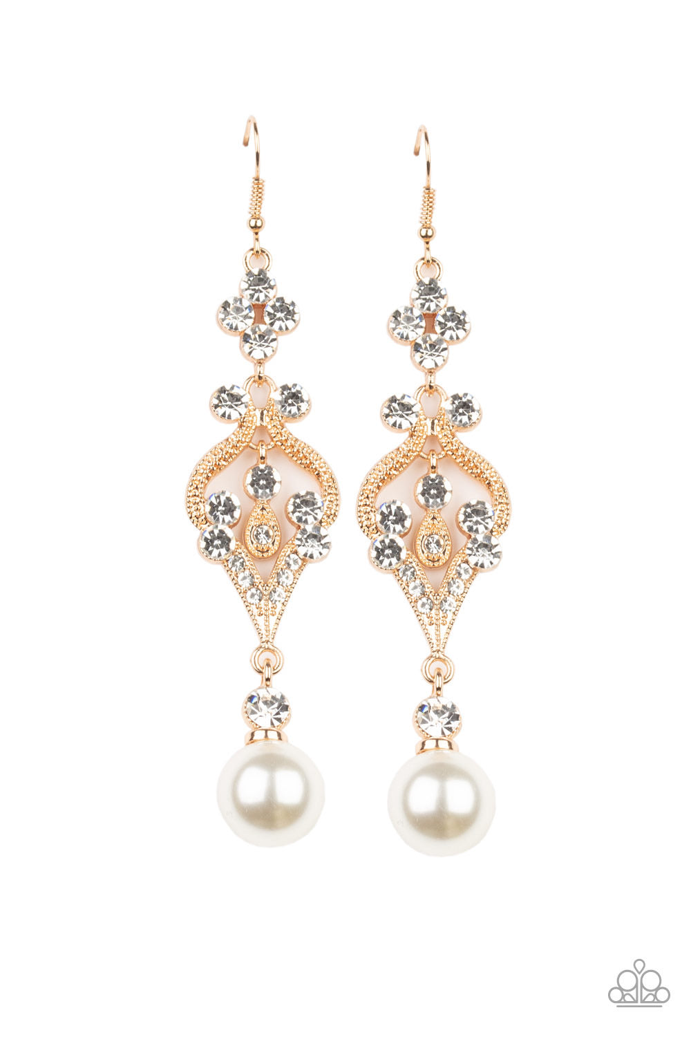 Elegantly Extravagant - Gold Paparazzi Earring