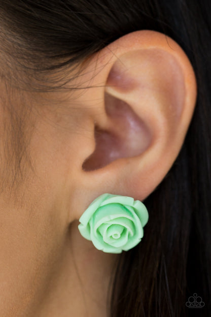 Rose Roulette - Green Paparazzi Earring