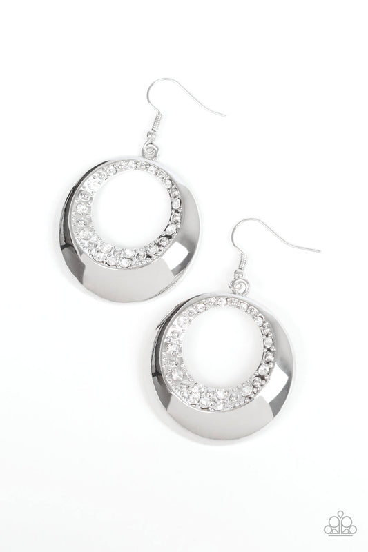 Ringed In Refinement - White Paparazzi Earring